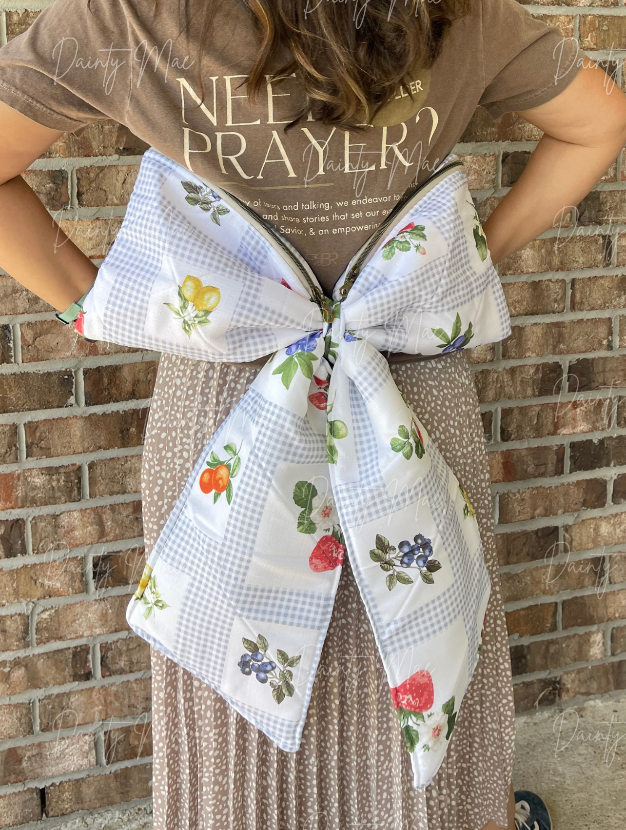 Fruit & Gingham Bow Bag