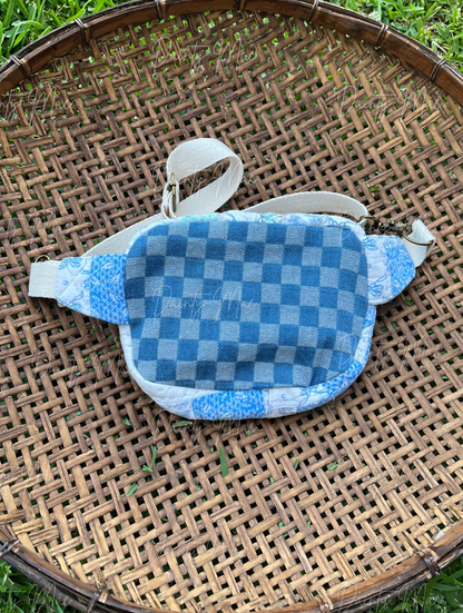 Blue & White Floral Quilt Belt Bag
