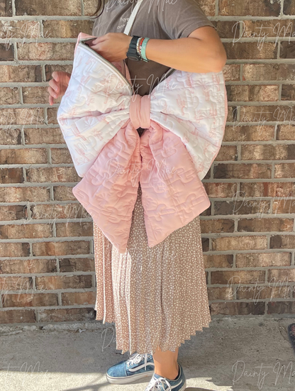 Pink & White Cactus Bow Bag