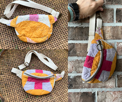 Vintage Yellow & Pink Quilt Belt Bag