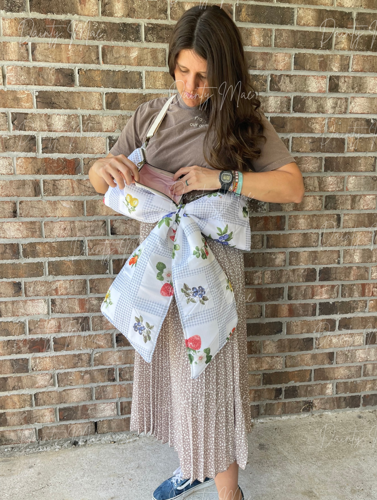 Fruit & Gingham Bow Bag